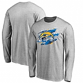 Men's Los Angeles Chargers Fanatics Branded Heather Gray True Colors Long Sleeve T-Shirt 90Hou,baseball caps,new era cap wholesale,wholesale hats