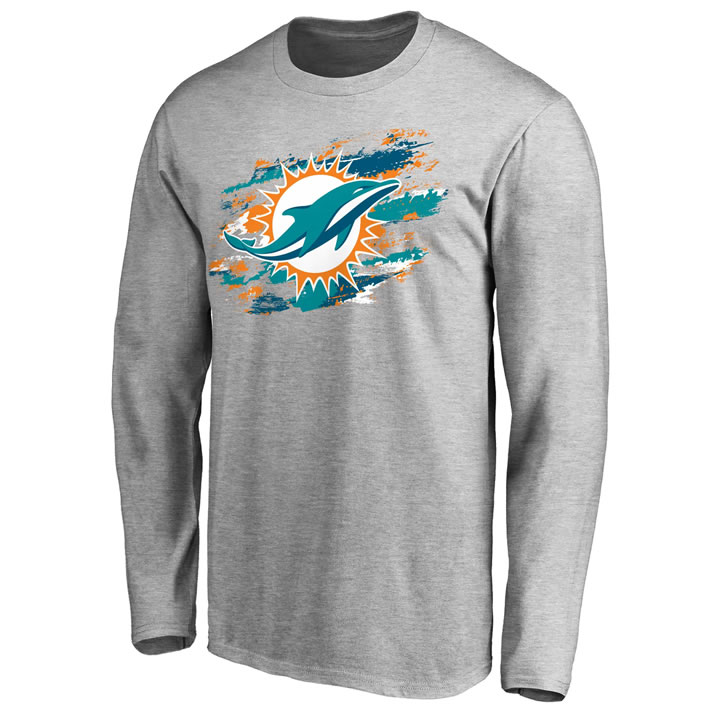 Men's Miami Dolphins NFL Pro Line Ash True Colors Long Sleeve T-Shirt 90Hou,We sell and wholesale Men's Miami Dolphins NFL Pro Line Ash True Colors Long Sleeve T-Shirt 90Hou on line form chian!