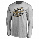 Men's New Orleans Saints NFL Pro Line Ash True Colors Long Sleeve T-Shirt 90Hou,baseball caps,new era cap wholesale,wholesale hats
