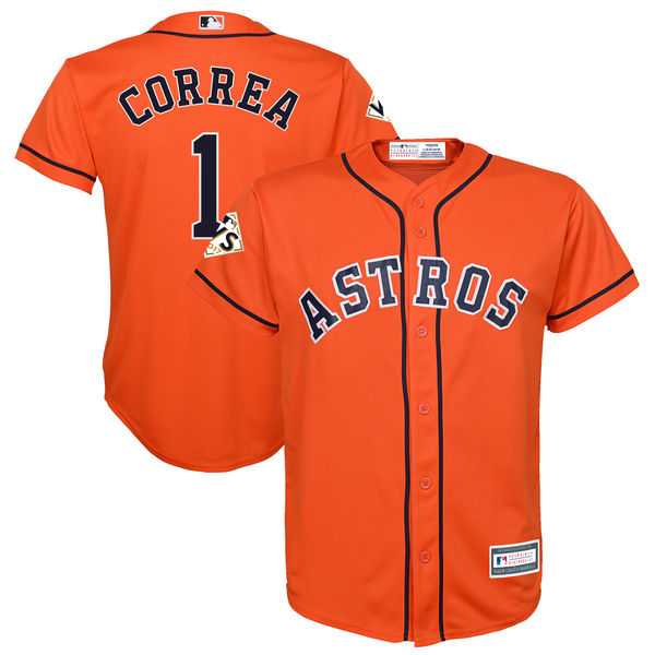 Youth Houston Astros #1 Carlos Correa Orange 2017 World Series Bound Cool Base Player Jersey,We sell and wholesale Youth Houston Astros #1 Carlos Correa Orange 2017 World Series Bound Cool Base Player Jersey on line form chian!