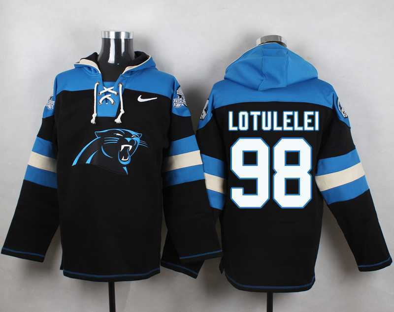 Carolina Panthers #98 Star Lotulelei Black Player Stitched Pullover NFL Hoodie,We sell and wholesale Carolina Panthers #98 Star Lotulelei Black Player Stitched Pullover NFL Hoodie on line form chian!