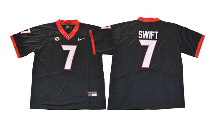 Georgia Bulldogs #7 D'Andre Swift Black College Football Jersey,We sell and wholesale Georgia Bulldogs #7 D'Andre Swift Black College Football Jersey on line form chian!