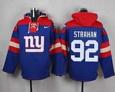 New York Giants #92 Michael Strahan Royal Blue Player Stitched Pullover NFL Hoodie