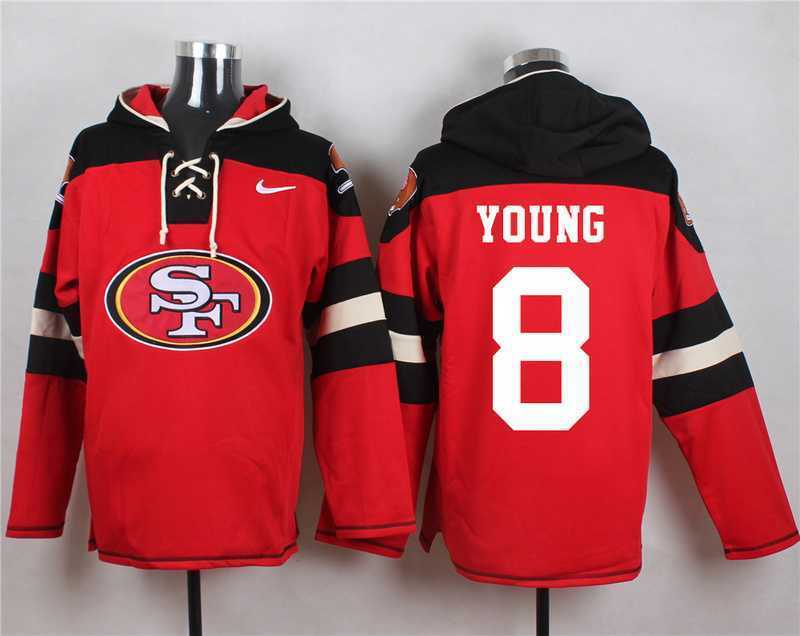 San Francisco 49ers #8 Steve Young Red Player Stitched Pullover NFL Hoodie,We sell and wholesale San Francisco 49ers #8 Steve Young Red Player Stitched Pullover NFL Hoodie on line form chian!
