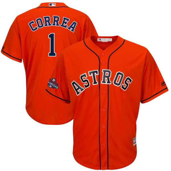 Houston Astros #1 Carlos Correa Orange 2017 World Series Champions Cool Base Player Jersey,We sell and wholesale Houston Astros #1 Carlos Correa Orange 2017 World Series Champions Cool Base Player Jersey on line form chian!