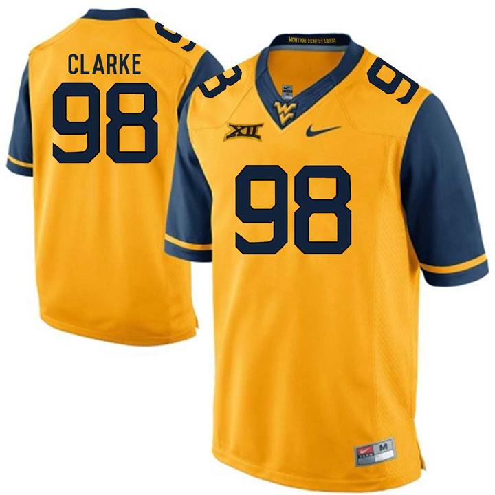 West Virginia Mountaineers #98 Will Clarke Gold College Football Jersey DingZhi,We sell and wholesale West Virginia Mountaineers #98 Will Clarke Gold College Football Jersey DingZhi on line form chian!