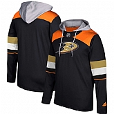 Men's Anaheim Ducks Adidas Black Silver Jersey Pullover Hoodie,baseball caps,new era cap wholesale,wholesale hats
