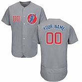 Chicago Cubs Gray Men's Customized Flexbase New Design Jersey,baseball caps,new era cap wholesale,wholesale hats