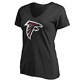 Atlanta Falcons Black Primary Team Logo Slim Fit V Neck Women's T-Shirt,baseball caps,new era cap wholesale,wholesale hats