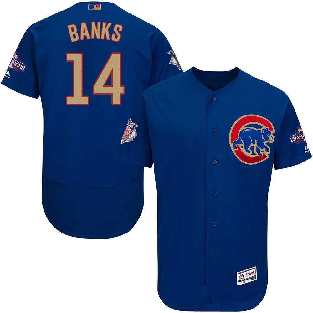 Chicago Cubs #14 Ernie Banks Blue World Series Champions Gold Program Flexbase Stitched Jersey JiaSu,We sell and wholesale Chicago Cubs #14 Ernie Banks Blue World Series Champions Gold Program Flexbase Stitched Jersey JiaSu on line form chian!