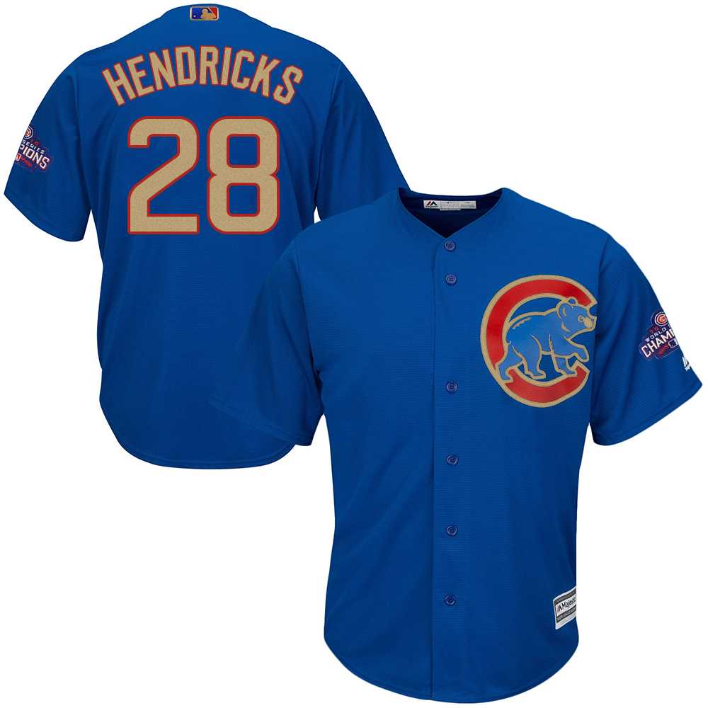Chicago Cubs #28 Kyle Hendricks Blue World Series Champions Gold Program New Cool Base Stitched Jersey JiaSu,We sell and wholesale Chicago Cubs #28 Kyle Hendricks Blue World Series Champions Gold Program New Cool Base Stitched Jersey JiaSu on line form chian!