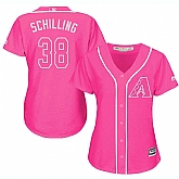 Glued Women's Arizona Diamondbacks #38 Curt Schilling Pink New Cool Base Jersey WEM,baseball caps,new era cap wholesale,wholesale hats