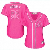 Glued Women's Arizona Diamondbacks #56 Fernando Rodney Pink New Cool Base Jersey WEM,baseball caps,new era cap wholesale,wholesale hats