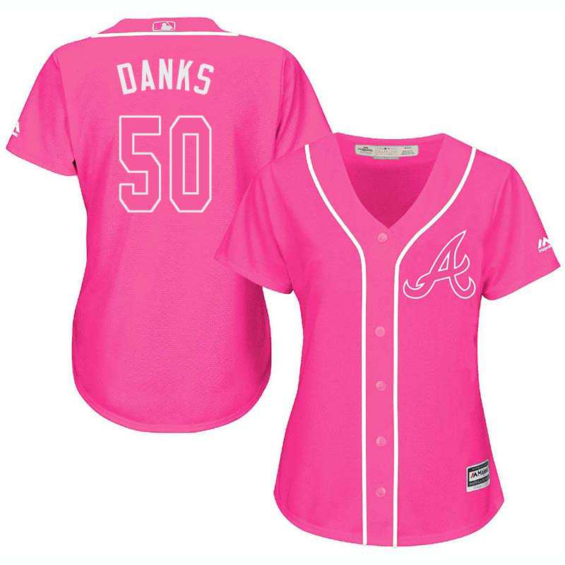 Glued Women's Atlanta Braves #50 John Danks Pink New Cool Base Jersey WEM,We sell and wholesale Glued Women's Atlanta Braves #50 John Danks Pink New Cool Base Jersey WEM on line form chian!