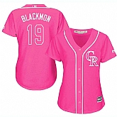 Glued Women's Colorado Rockies #19 Charlie Blackmon Pink New Cool Base Jersey WEM,baseball caps,new era cap wholesale,wholesale hats