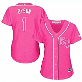 Glued Women's Kansas City Royals #1 Jarrod Dyson Pink New Cool Base Jersey WEM,baseball caps,new era cap wholesale,wholesale hats