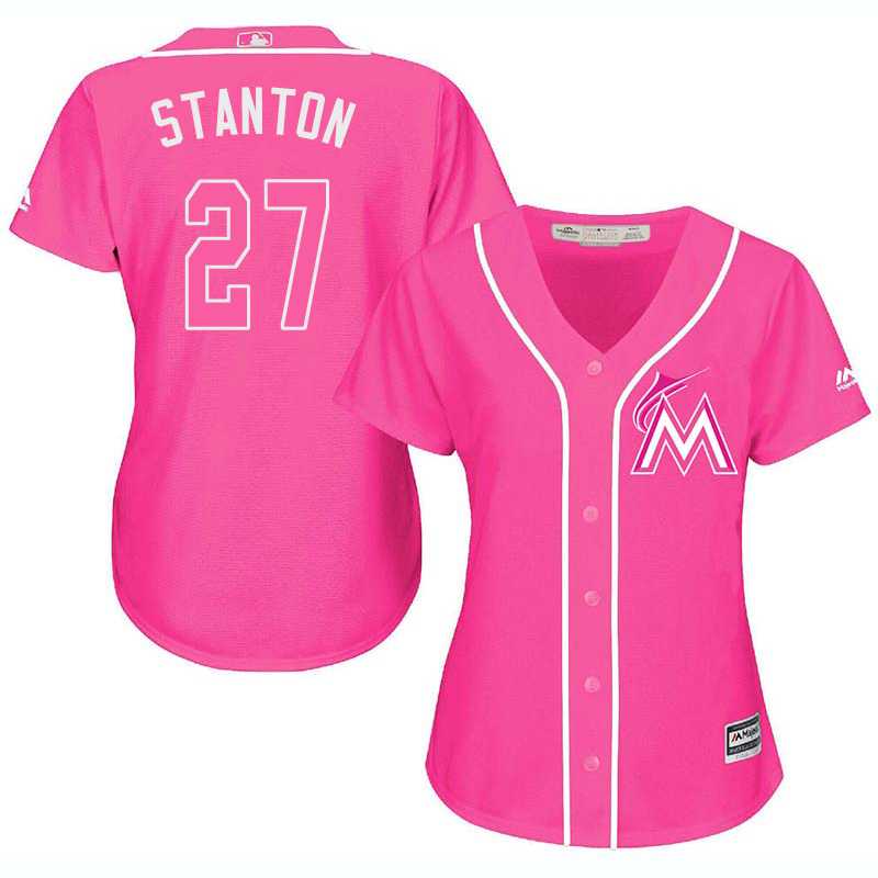 Glued Women's Miami Marlins #27 Giancarlo Stanton Pink New Cool Base Jersey WEM,We sell and wholesale Glued Women's Miami Marlins #27 Giancarlo Stanton Pink New Cool Base Jersey WEM on line form chian!
