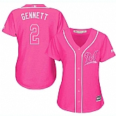 Glued Women's Milwaukee Brewers #2 Scooter Gennett Pink New Cool Base Jersey WEM,baseball caps,new era cap wholesale,wholesale hats