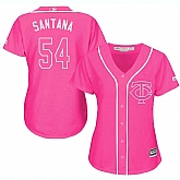 Glued Women's Minnesota Twins #54 Ervin Santana Pink New Cool Base Jersey WEM,baseball caps,new era cap wholesale,wholesale hats