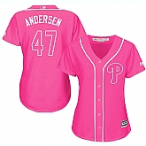 Glued Women's Philadelphia Phillies #47 Larry Anderson Pink New Cool Base Jersey WEM,baseball caps,new era cap wholesale,wholesale hats