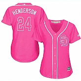 Glued Women's San Diego Padres #24 Rickey Henderson Pink New Cool Base Jersey WEM
