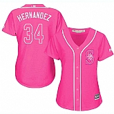 Glued Women's Seattle Mariners #34 Felix Hernandez Pink New Cool Base Jersey WEM,baseball caps,new era cap wholesale,wholesale hats