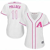 Women Arizona Diamondbacks #11 A.J. Pollock White Pink New Cool Base Jersey JiaSu,baseball caps,new era cap wholesale,wholesale hats
