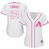 Women Arizona Diamondbacks #24 Yasmany Tomas White Pink New Cool Base Jersey JiaSu,baseball caps,new era cap wholesale,wholesale hats