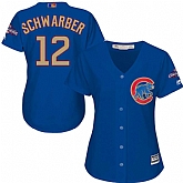 Women Chicago Cubs #12 Kyle Schwarber Blue World Series Champions Gold Program New Cool Base Jersey JiaSu,baseball caps,new era cap wholesale,wholesale hats