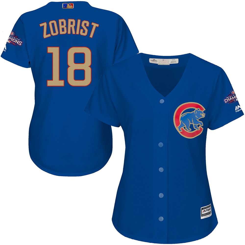 Women Chicago Cubs #18 Ben Zobrist Blue World Series Champions Gold Program New Cool Base Jersey JiaSu,We sell and wholesale Women Chicago Cubs #18 Ben Zobrist Blue World Series Champions Gold Program New Cool Base Jersey JiaSu on line form chian!