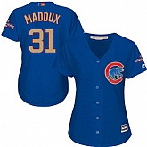 Women Chicago Cubs #31 Greg Maddux Blue World Series Champions Gold Program New Cool Base Jersey JiaSu,baseball caps,new era cap wholesale,wholesale hats