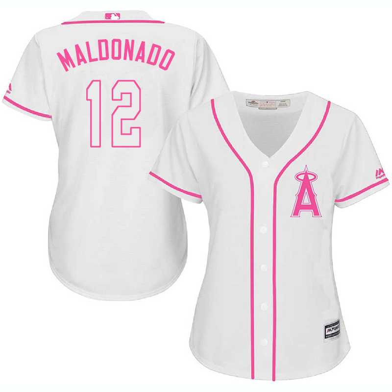 Women Los Angeles Angels of Anaheim #12 Martin Maldonado White Pink New Cool Base Jersey JiaSu,We sell and wholesale Women Los Angeles Angels of Anaheim #12 Martin Maldonado White Pink New Cool Base Jersey JiaSu on line form chian!
