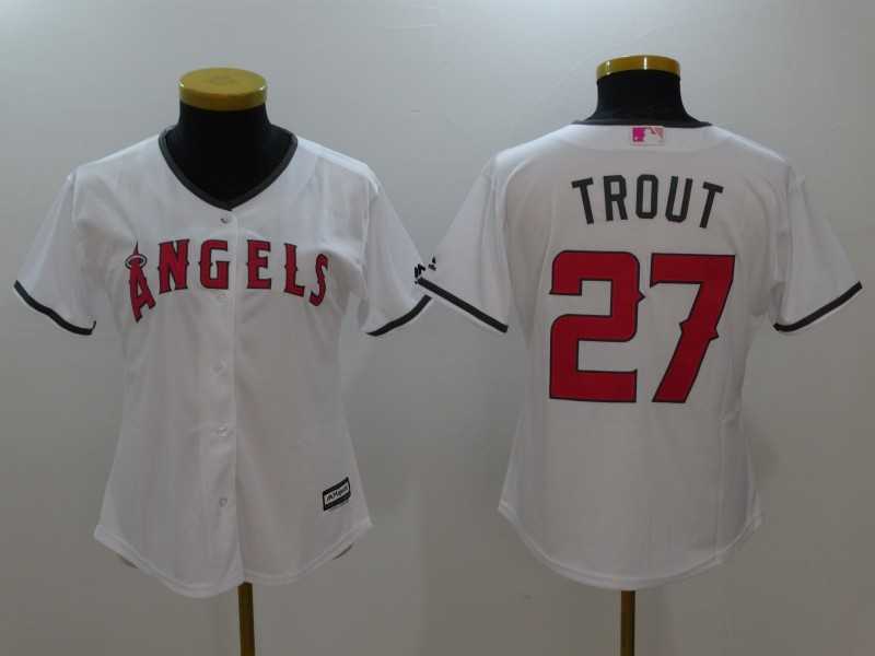 Women Los Angeles Angels of Anaheim #27 Mike Trout White Mother's Day New Cool Base Jersey,We sell and wholesale Women Los Angeles Angels of Anaheim #27 Mike Trout White Mother's Day New Cool Base Jersey on line form chian!