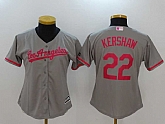 Women Los Angeles Dodgers #22 Clayton Kershaw Gray Mother's Day New Cool Base Jersey,baseball caps,new era cap wholesale,wholesale hats