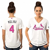 Women St. Louis Cardinals #4 Yadier Molina White Mother's Day New Cool Base Jersey JiaSu,baseball caps,new era cap wholesale,wholesale hats