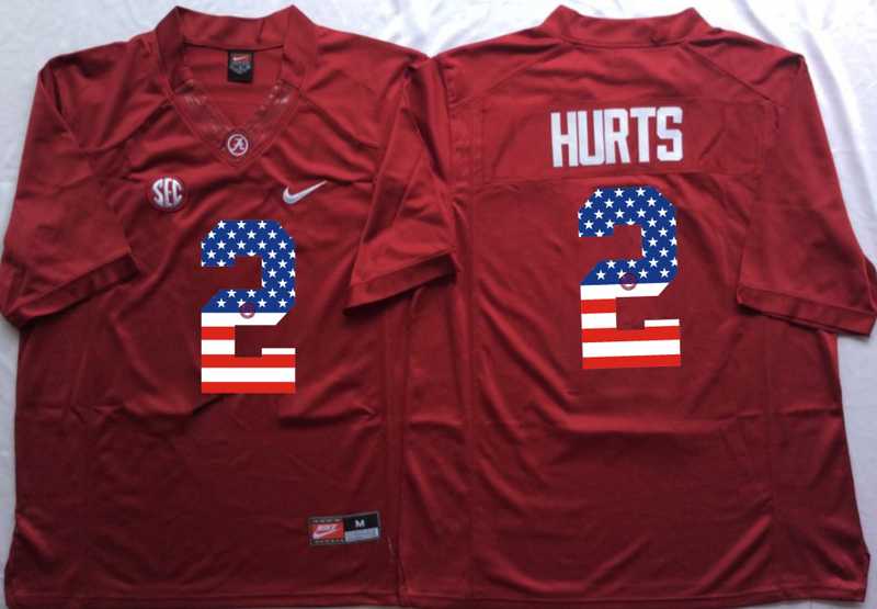 Alabama Crimson Tide #2 Jalen Hurts Red USA Flag College Stitched Jersey,We sell and wholesale Alabama Crimson Tide #2 Jalen Hurts Red USA Flag College Stitched Jersey on line form chian!