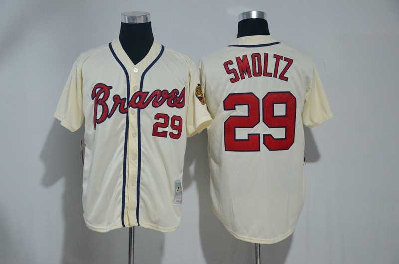 Atlanta Braves #29 John Smoltz Cream Mitchell And Ness Throwback Stitched Jersey,We sell and wholesale Atlanta Braves #29 John Smoltz Cream Mitchell And Ness Throwback Stitched Jersey on line form chian!