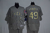 Chicago Cubs #49 Jake Arrieta Gray Gold Flexbase Collection Stitched Jersey,baseball caps,new era cap wholesale,wholesale hats