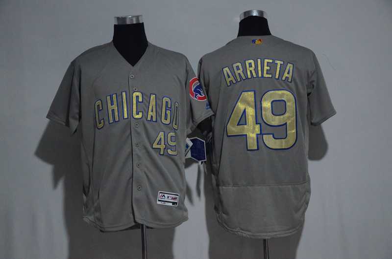 Chicago Cubs #49 Jake Arrieta Gray Gold Flexbase Collection Stitched Jersey,We sell and wholesale Chicago Cubs #49 Jake Arrieta Gray Gold Flexbase Collection Stitched Jersey on line form chian!