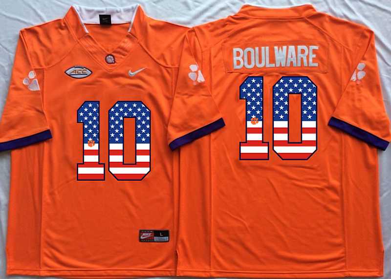 Clemson Tigers #10 Ben Boulware Orange USA Flag College Stitched Jersey,We sell and wholesale Clemson Tigers #10 Ben Boulware Orange USA Flag College Stitched Jersey on line form chian!