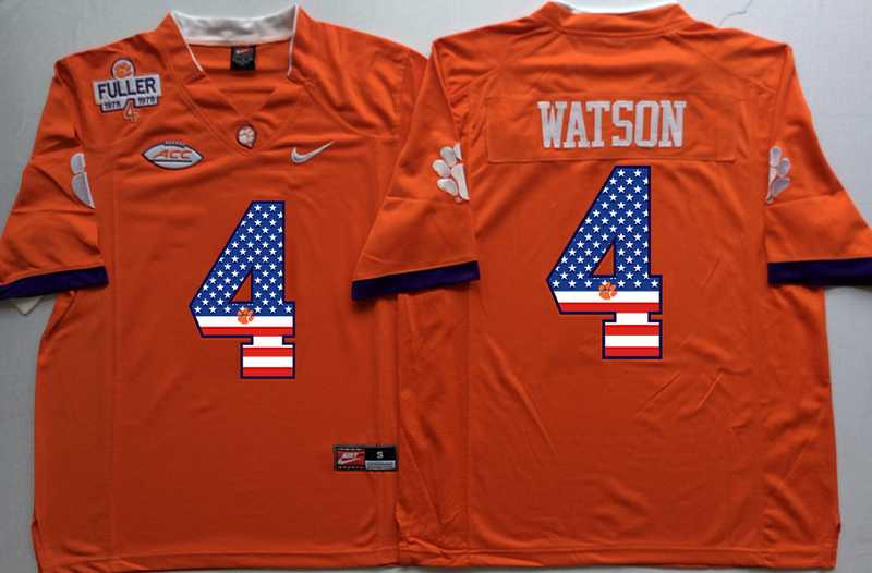 Clemson Tigers #4 Deshaun Watson Orange 1975 1978 Fuller USA Flag College Stitched Jersey,We sell and wholesale Clemson Tigers #4 Deshaun Watson Orange 1975 1978 Fuller USA Flag College Stitched Jersey on line form chian!