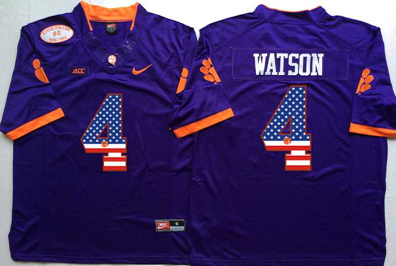 Clemson Tigers #4 Deshaun Watson Purple USA Flag College Stitched Jersey,We sell and wholesale Clemson Tigers #4 Deshaun Watson Purple USA Flag College Stitched Jersey on line form chian!