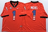 Georgia Bulldogs #1 Sony Michel Red USA Flag College Stitched Jersey,baseball caps,new era cap wholesale,wholesale hats