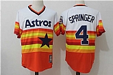 Houston Astros #4 George Springer Mitchell And Ness 1980 White Orange Pullover Stitched Jersey