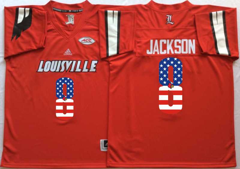 Louisville Cardinals #8 Lamar Jackson Red USA Flag College Stitched Jersey,We sell and wholesale Louisville Cardinals #8 Lamar Jackson Red USA Flag College Stitched Jersey on line form chian!