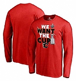 Men's Calgary Flames Fanatics Branded 2017 NHL Stanley Cup Playoff Participant Blue Line Long Sleeve T Shirt Red FengYun,baseball caps,new era cap wholesale,wholesale hats
