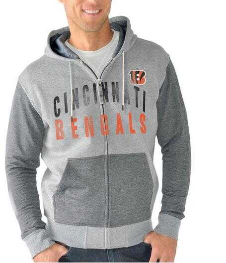 Men's Cincinnati Bengals G III Sports by Carl Banks Safety Tri Blend Full Zip Hoodie Heathered Gray FengYun,We sell and wholesale Men's Cincinnati Bengals G III Sports by Carl Banks Safety Tri Blend Full Zip Hoodie Heathered Gray FengYun on line form chian!