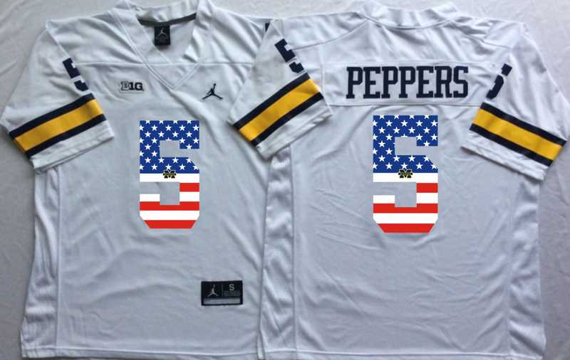 Michigan Wolverines #5 Jabrill Peppers White USA Flag College Stitched Jersey,We sell and wholesale Michigan Wolverines #5 Jabrill Peppers White USA Flag College Stitched Jersey on line form chian!