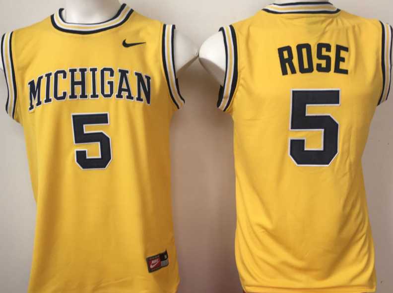 Michigan Wolverines #5 ROSE Yellow College Basketball Jersey,We sell and wholesale Michigan Wolverines #5 ROSE Yellow College Basketball Jersey on line form chian!