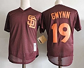 San Diego Padres #19 Tony Gwynn Brown Mitchell And Ness Throwback Pullover Stitched Jersey